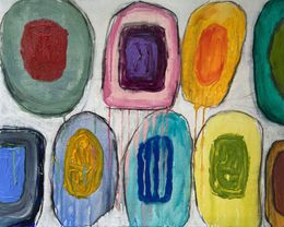 "Gridish #21" - Contemporary Mixed Media Abstract Painting, Guy Lyman