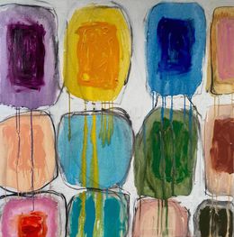 "Large Gridish #14" - Contemporary Multimedia Abstract Painting, Guy Lyman