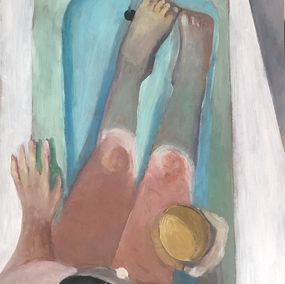 Painting, Bath time with cup of coffee, Susana Mata