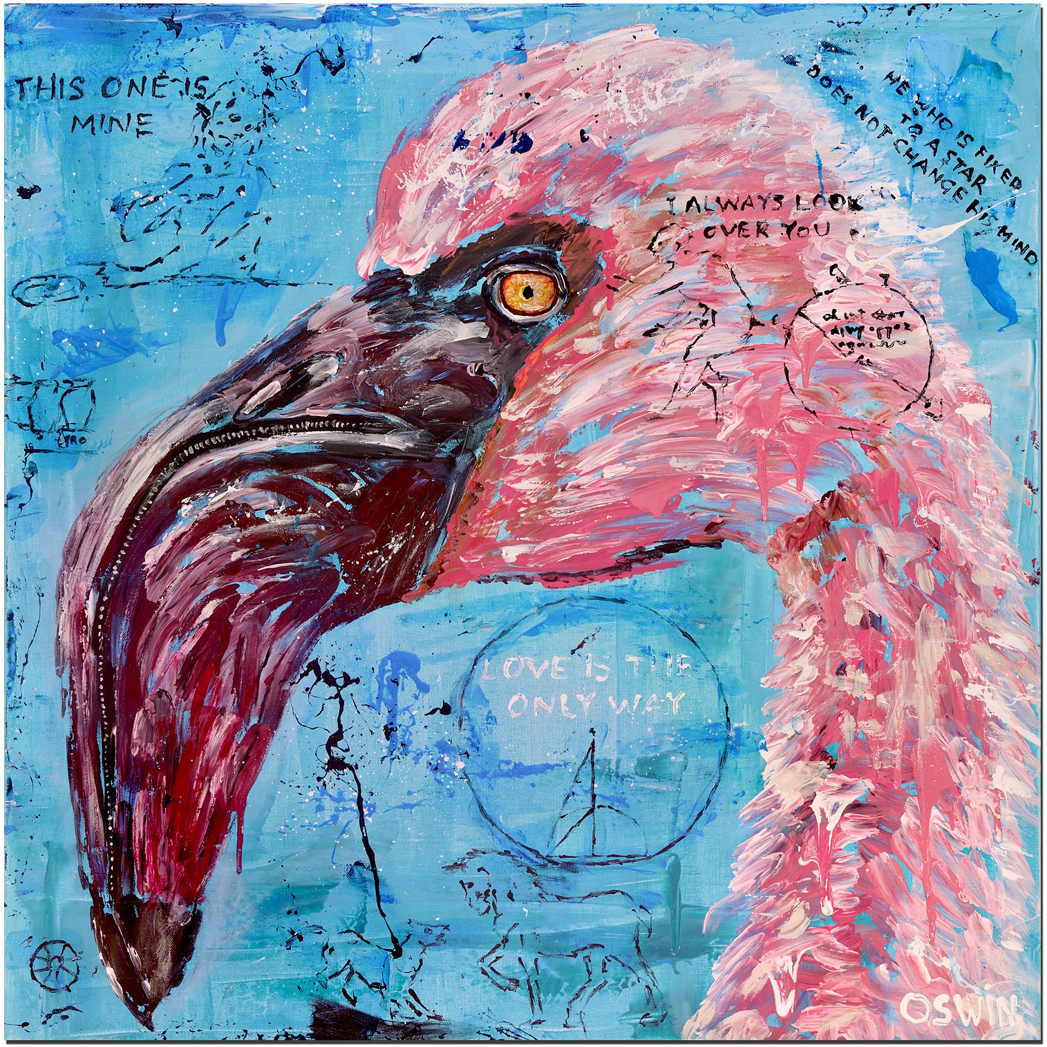 Oswin Gesselli, Flamingo LOVE IS THE ONLY WAY - Series Hidden Treasures Oswin Gesselli, Flamingo LOVE IS THE ONLY WAY - Series Hidden Treasures