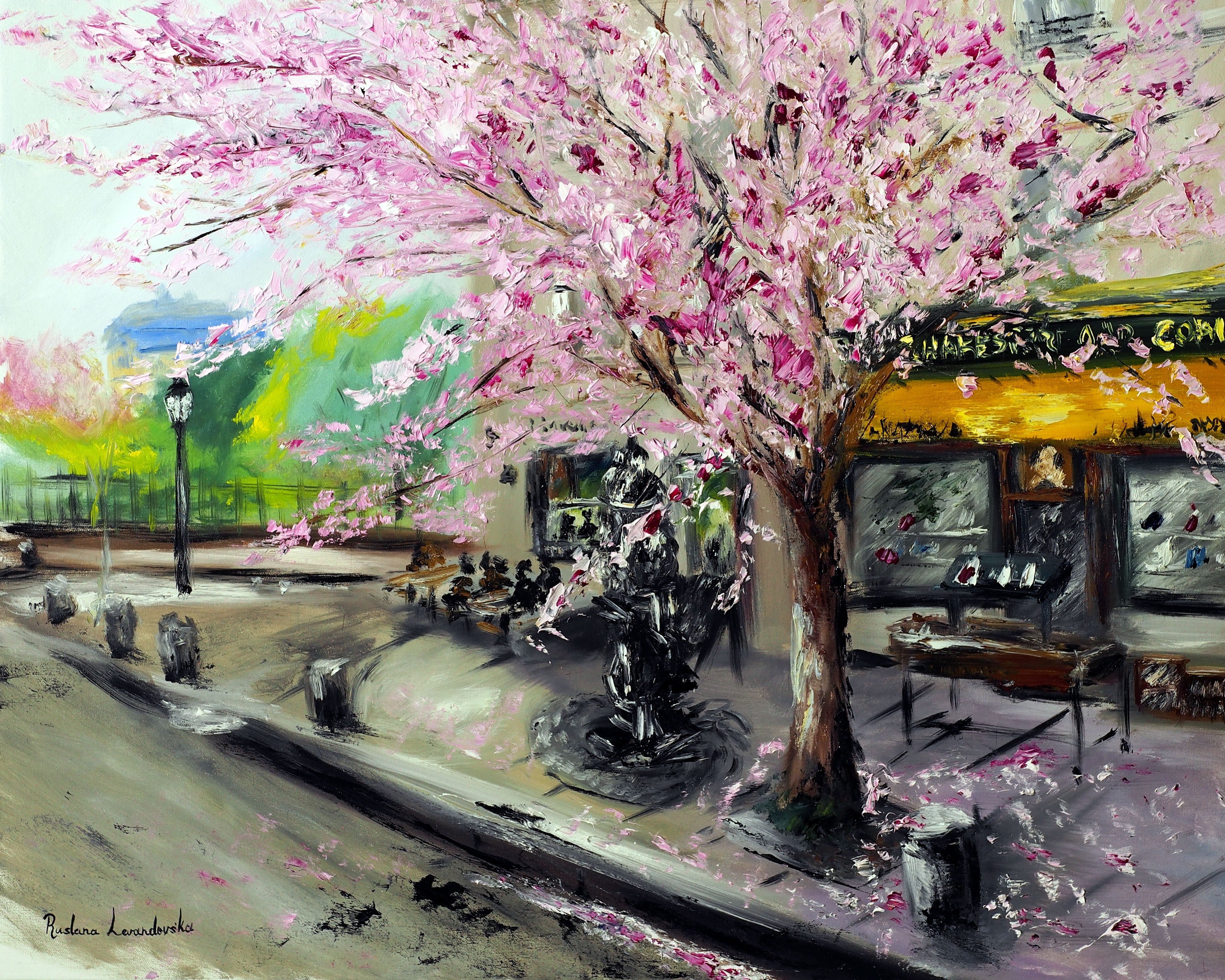 Ruslana Levandovska, Cherry Blossoms by Shakespeare & Company, Paris Ruslana Levandovska, Cherry Blossoms by Shakespeare & Company, Paris