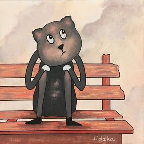 Peinture, Le chat pensif, Jocelyne Deschamps-Kus