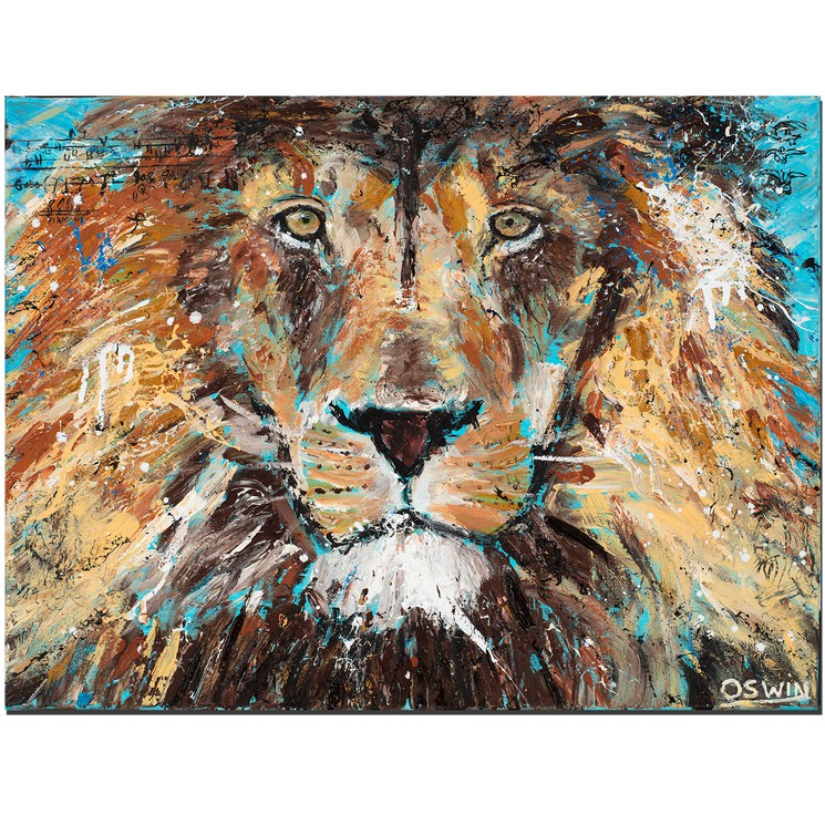 Oswin Gesselli, CECIL THE LION KING - Series Hidden Treasures, Painting on canvas