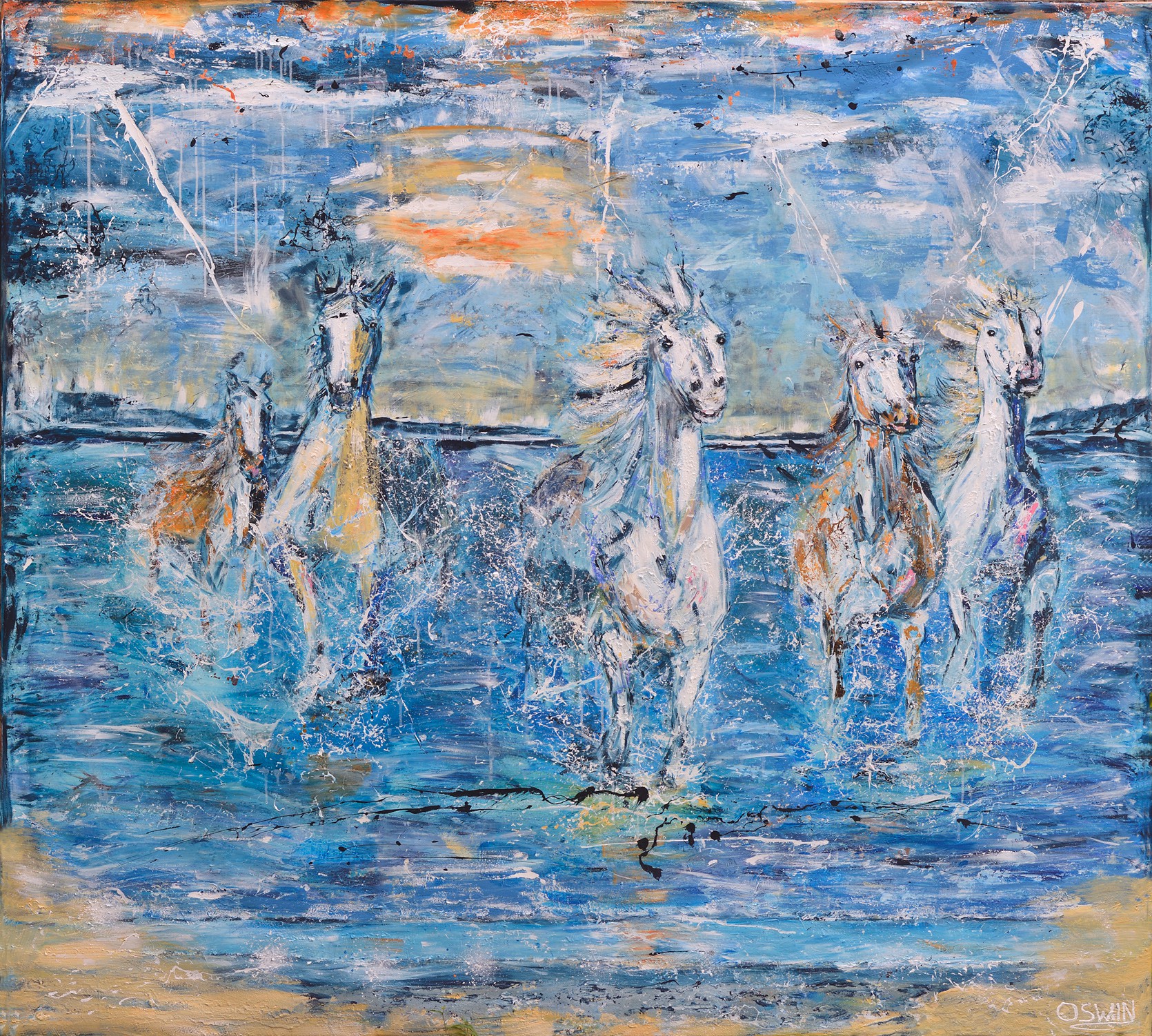 Oswin Gesselli, Horses WE ARE FREE TO DELIGHT - Series Hidden Treasures Oswin Gesselli, Horses WE ARE FREE TO DELIGHT - Series Hidden Treasures