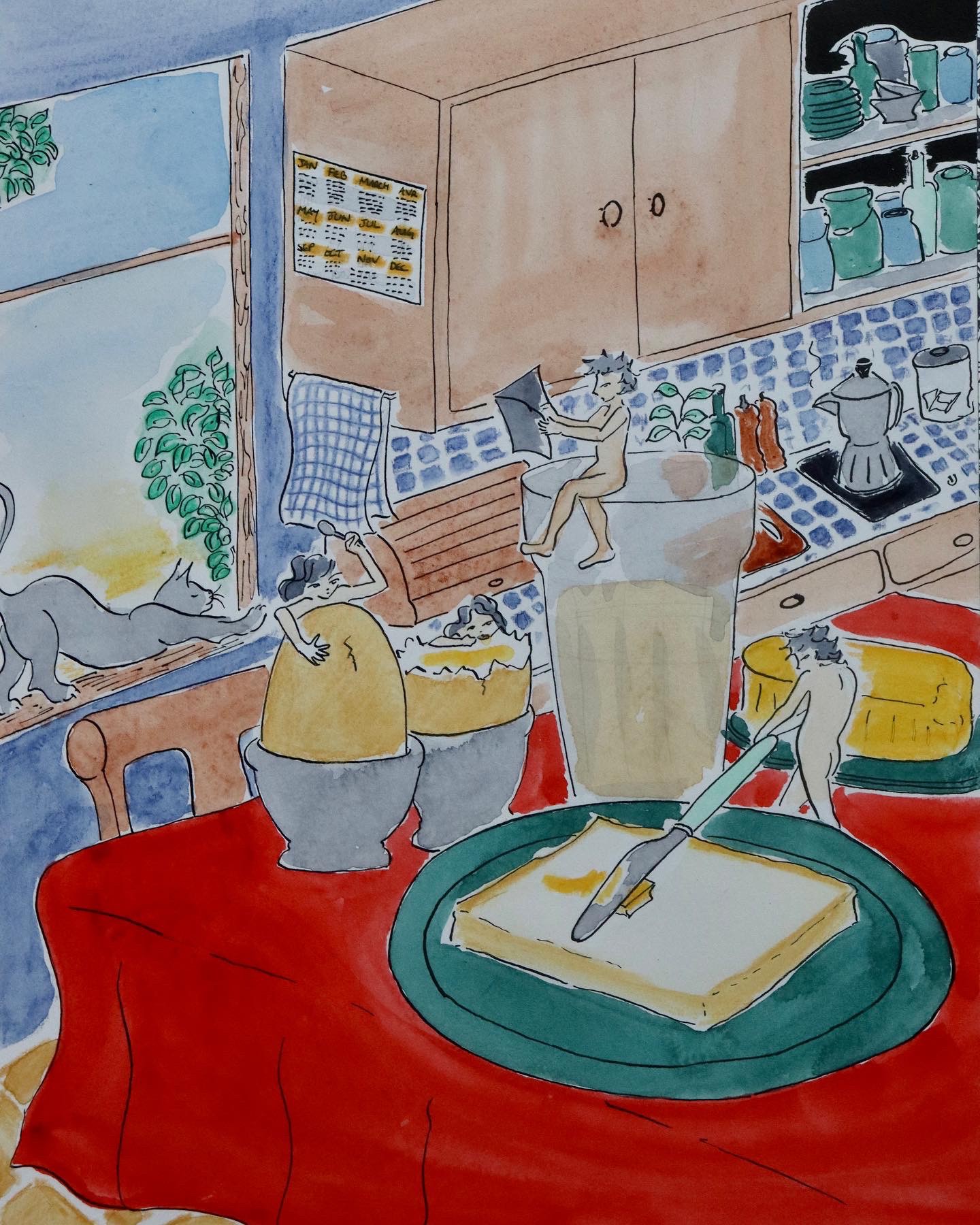 Gabrielle Rul, Hard boiled eggs and buttered toasts for breakfast Gabrielle Rul, Hard boiled eggs and buttered toasts for breakfast