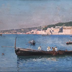 Peinture, Pêcheurs dans le Golfe de Naples, Edoardo Monteforte