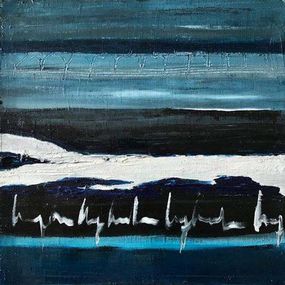 Painting, Blue Words - 2, Mireille Lopez