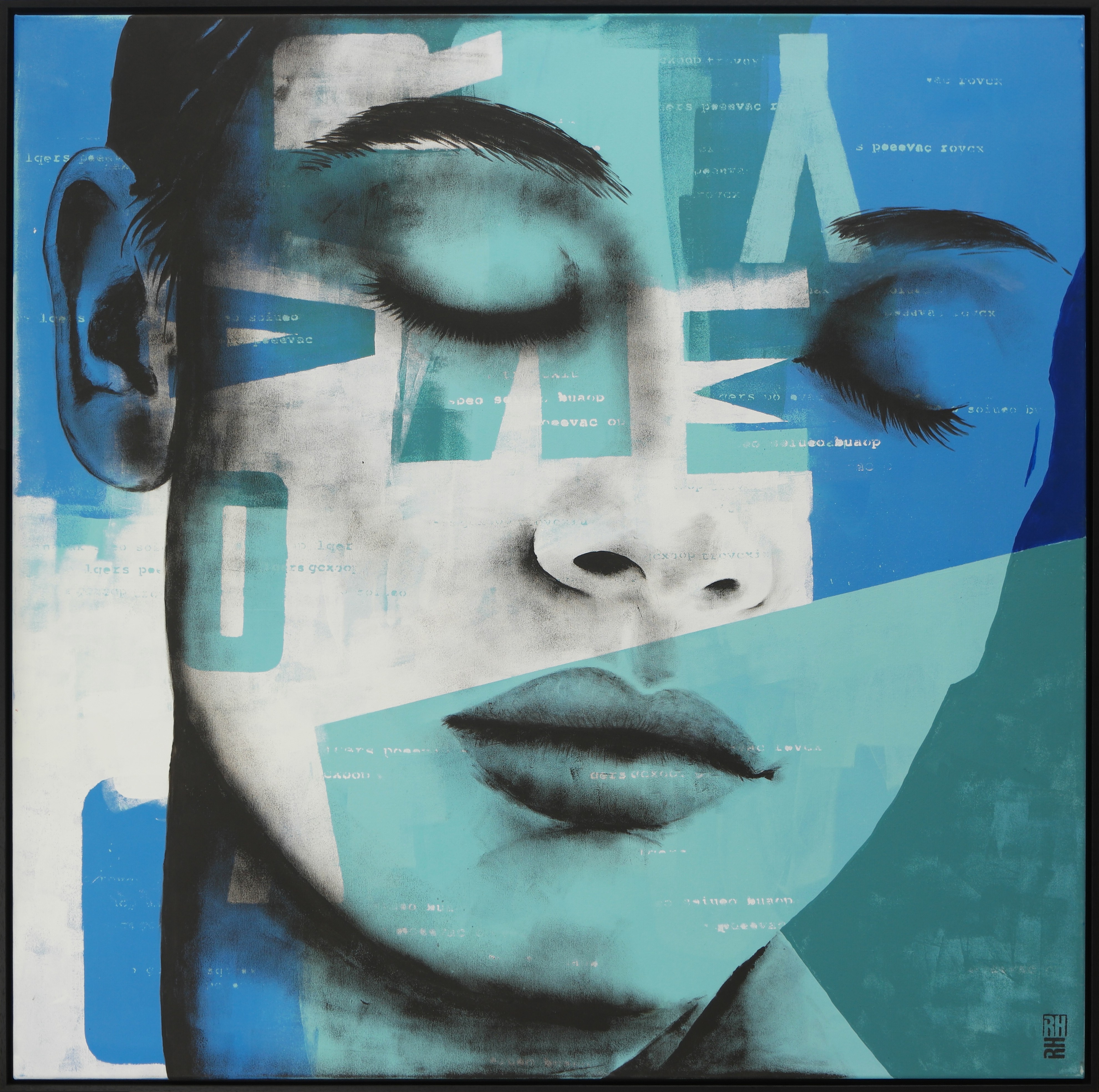 Ronald Hunter, Close your eyes Blue - Incl. Black Frame Ronald Hunter, Close your eyes Blue - Incl. Black Frame