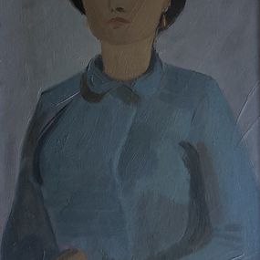 Gemälde, Jeune fille en bleue, Albert Chavaz