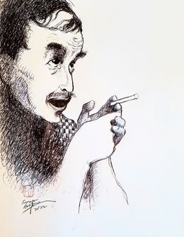 Dessin, Homme au cigarette, Sounya Whang