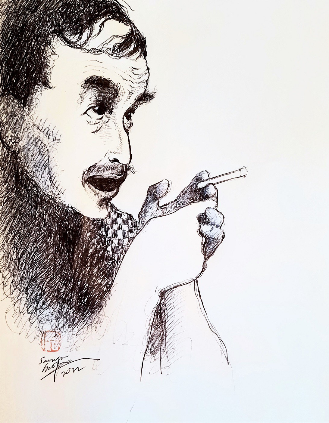 Sounya Whang, Homme au cigarette Sounya Whang, Homme au cigarette