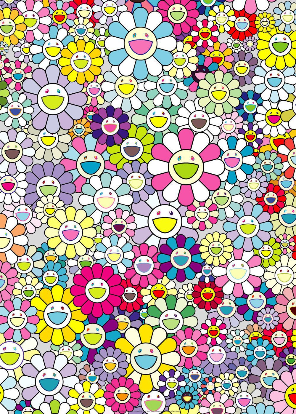 Takashi Murakami, Champagne Supernova : Multicolor + Pink and White Stripes Takashi Murakami, Champagne Supernova : Multicolor + Pink and White Stripes