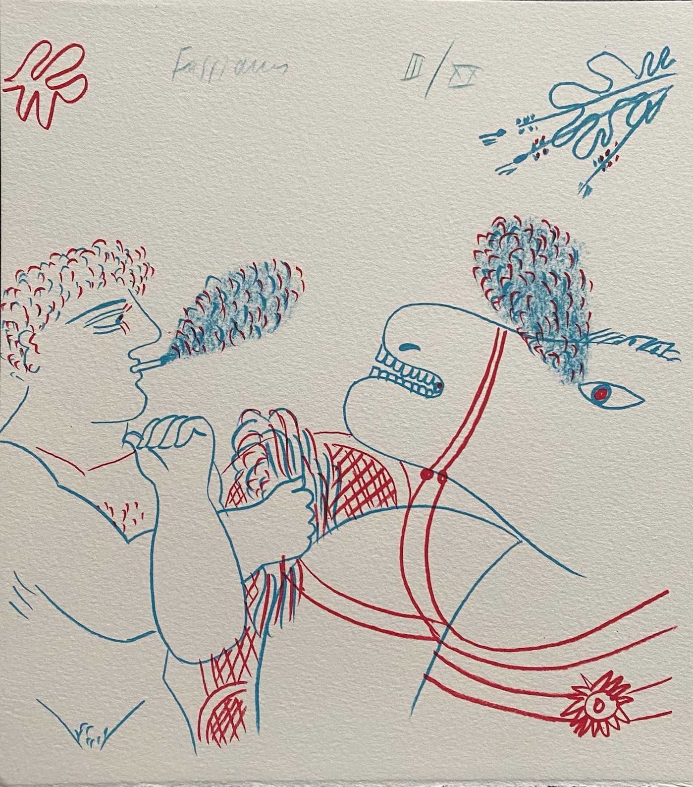 Alekos Fassianos, Le fumeur de cigarette et le cheval, ca. Alekos Fassianos, Le fumeur de cigarette et le cheval, ca.