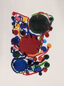 Print, Small circles with blue, red and green circles, Atsuko Tanaka