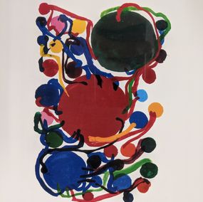 Print, Small circles with blue, red and green circles, Atsuko Tanaka