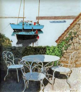 Painting, Suntrap by the Mooring, Mike Hall