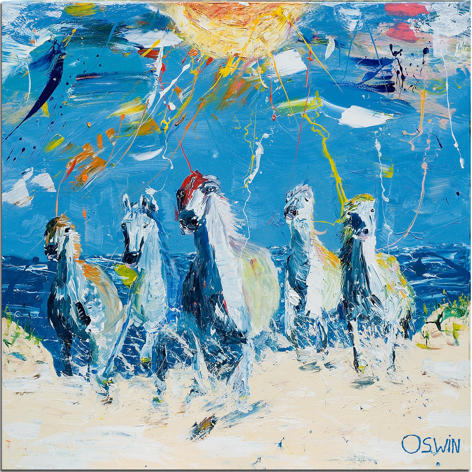 Oswin Gesselli, Horses - ON THE BEACH Oswin Gesselli, Horses - ON THE BEACH
