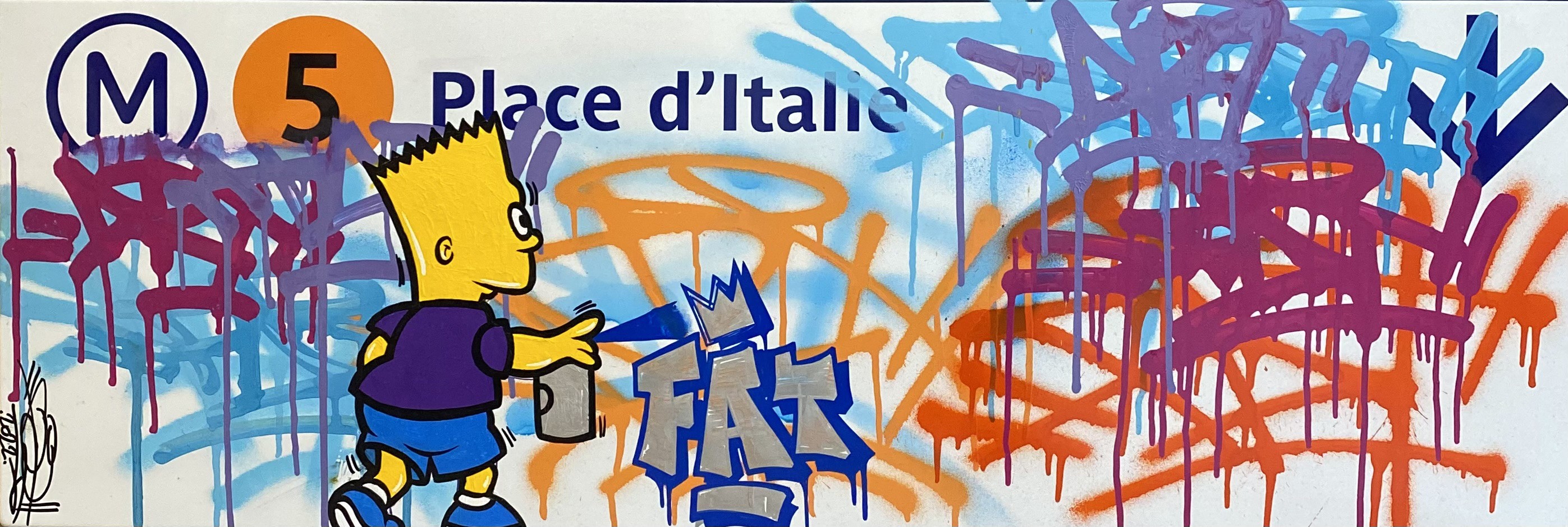 Fat, Plaque de métro Bart Simpson tag Fat, Plaque de métro Bart Simpson tag