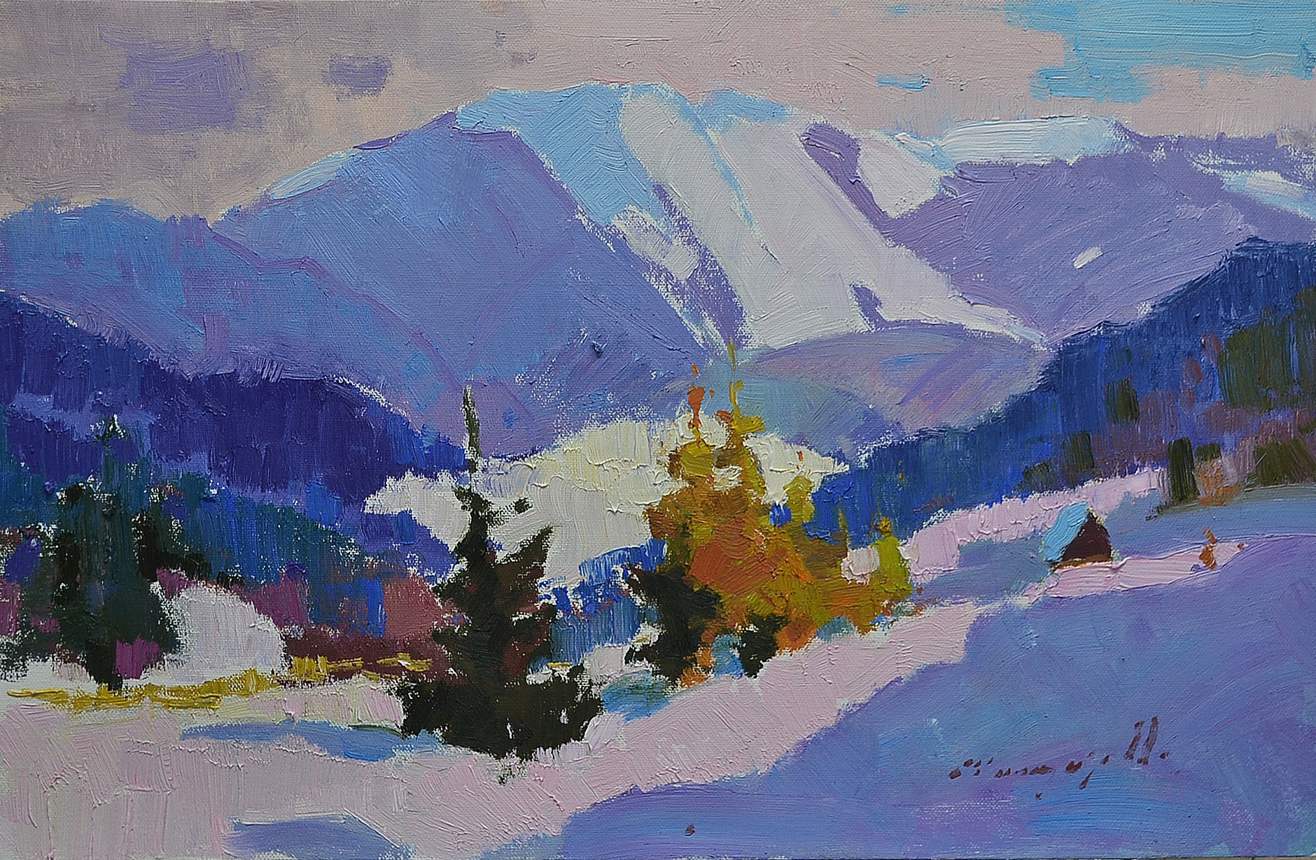 Alexander Shandor, Fabulous winter _ oil on canvas on cardboard Alexander Shandor, Fabulous winter _ oil on canvas on cardboard