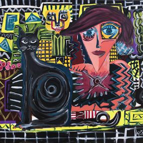 Painting, Boy with his black, Ramon Poch