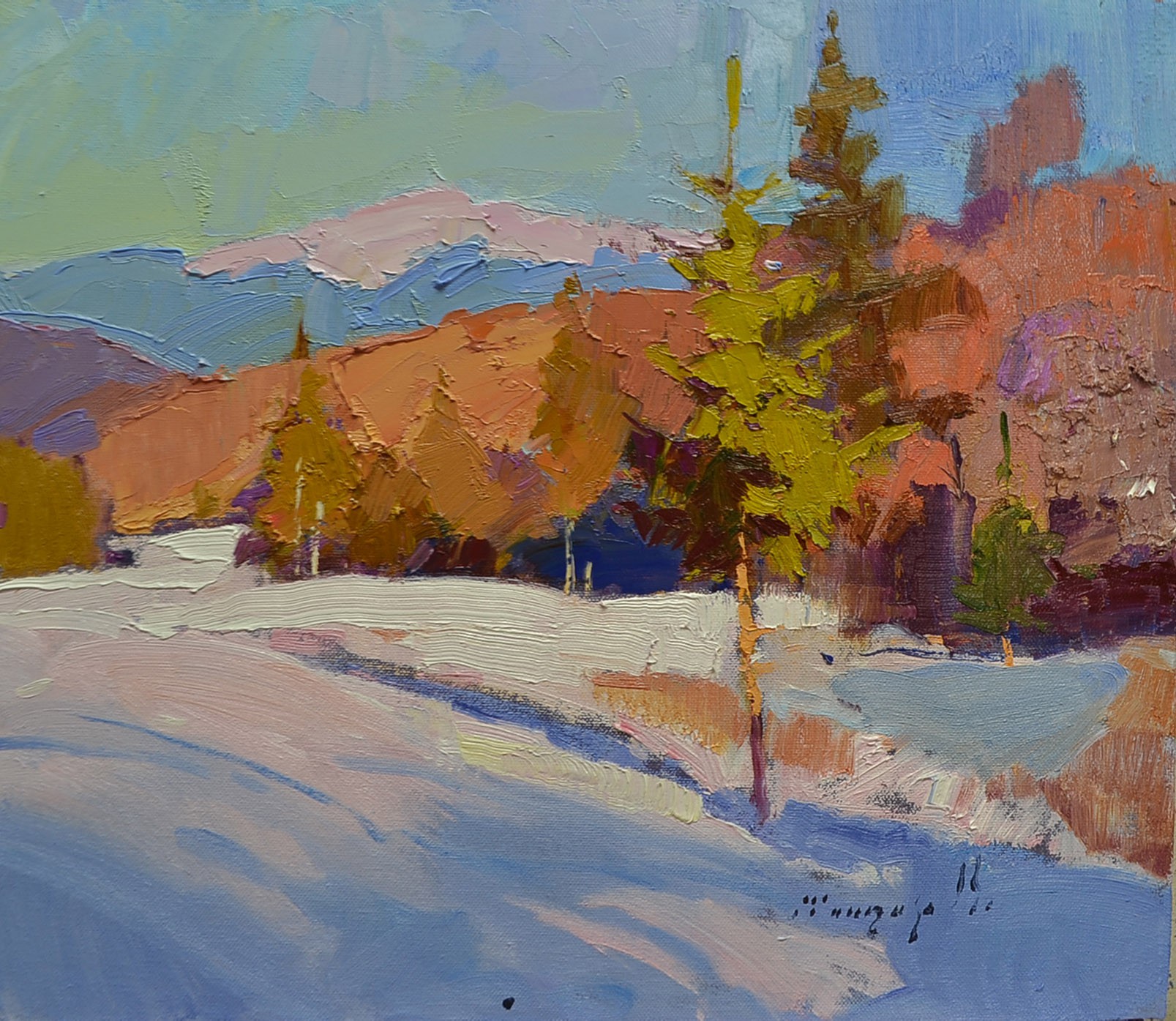 Alexander Shandor, Winter landscape _ oil on canvas on cardboard Alexander Shandor, Winter landscape _ oil on canvas on cardboard