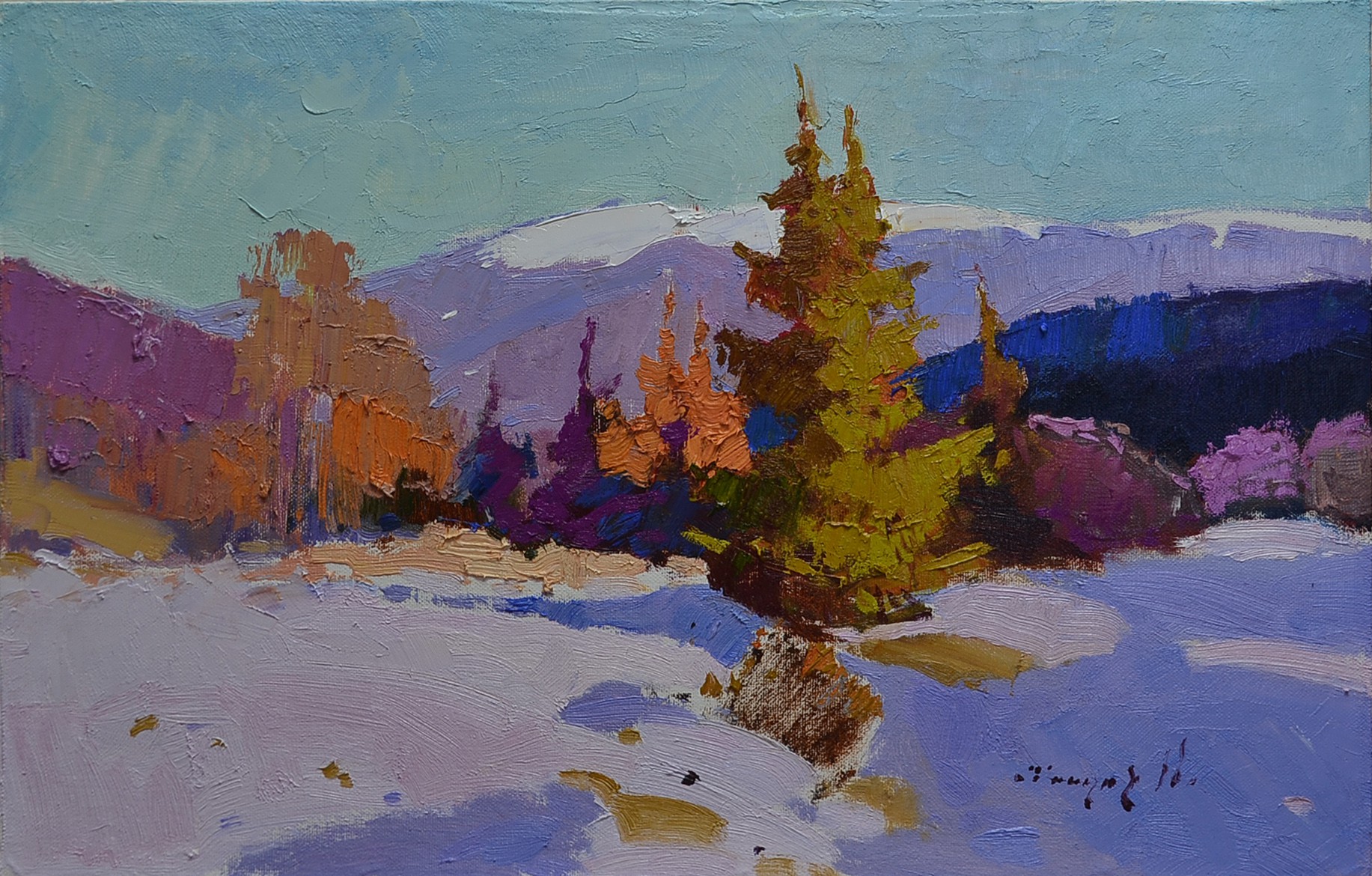 Alexander Shandor, Sunny winter _ oil on canvas on cardboard Alexander Shandor, Sunny winter _ oil on canvas on cardboard