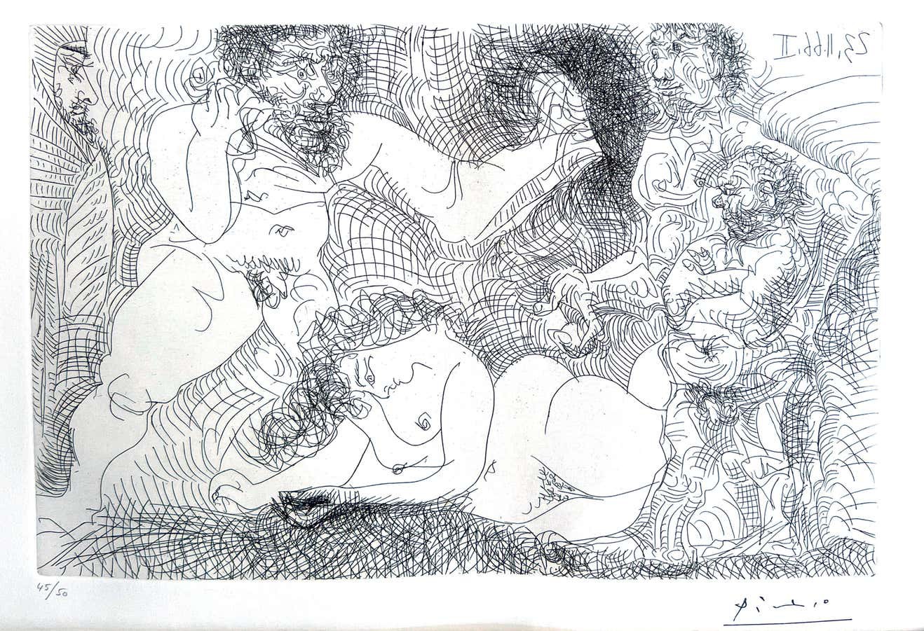 Pablo Picasso, Trois Hommes se Disputant une Femme Devant un Emir Pablo Picasso, Trois Hommes se Disputant une Femme Devant un Emir