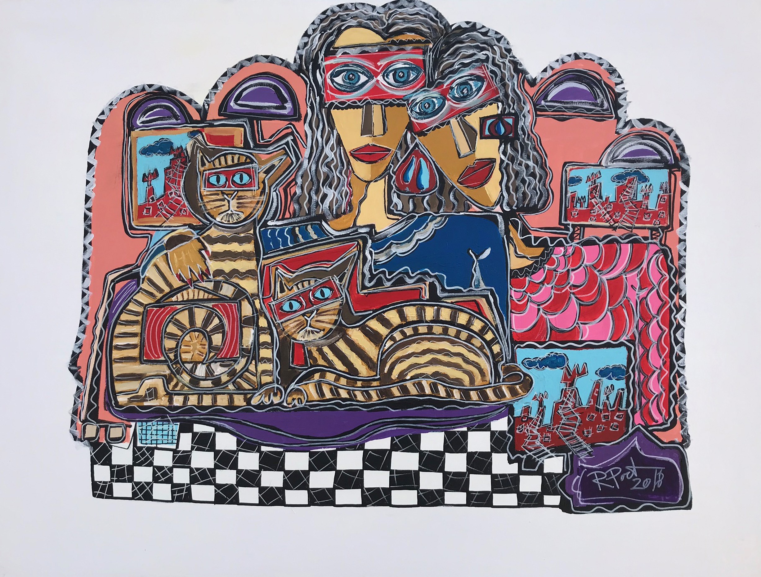 Ramon Poch, Couple With Cats Ramon Poch, Couple With Cats
