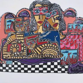 Gemälde, Couple With Cats, Ramon Poch