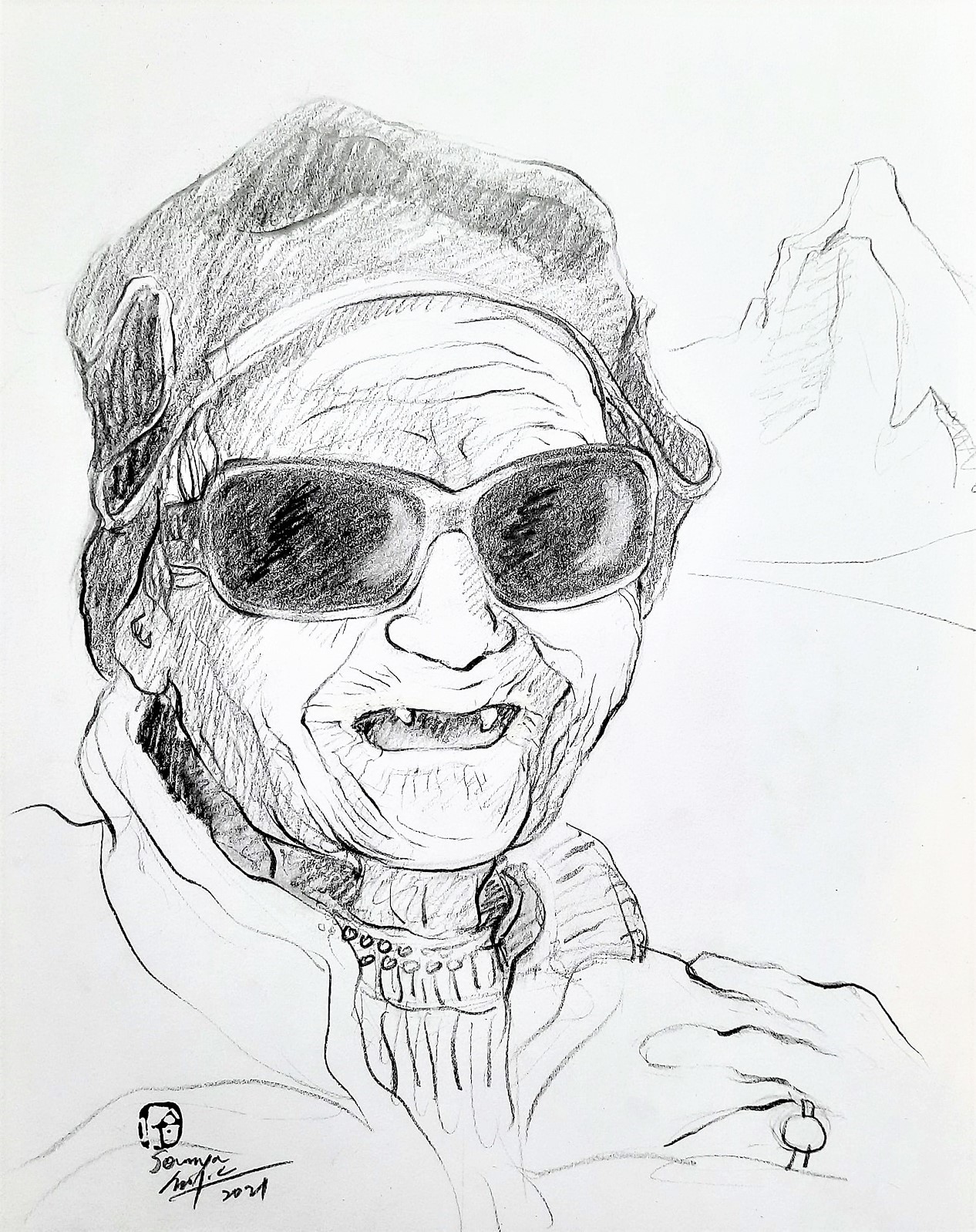 Sounya Whang, Portrait Grand-mère d'Himalaya Sounya Whang, Portrait Grand-mère d'Himalaya