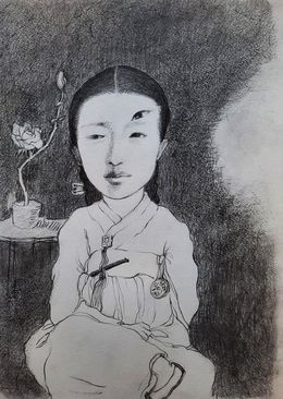 Dessin, Portrait Femme coréenne, Sounya Whang