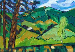 Painting, View of the mountains - Berleburg, Karl-Karol Chrobok