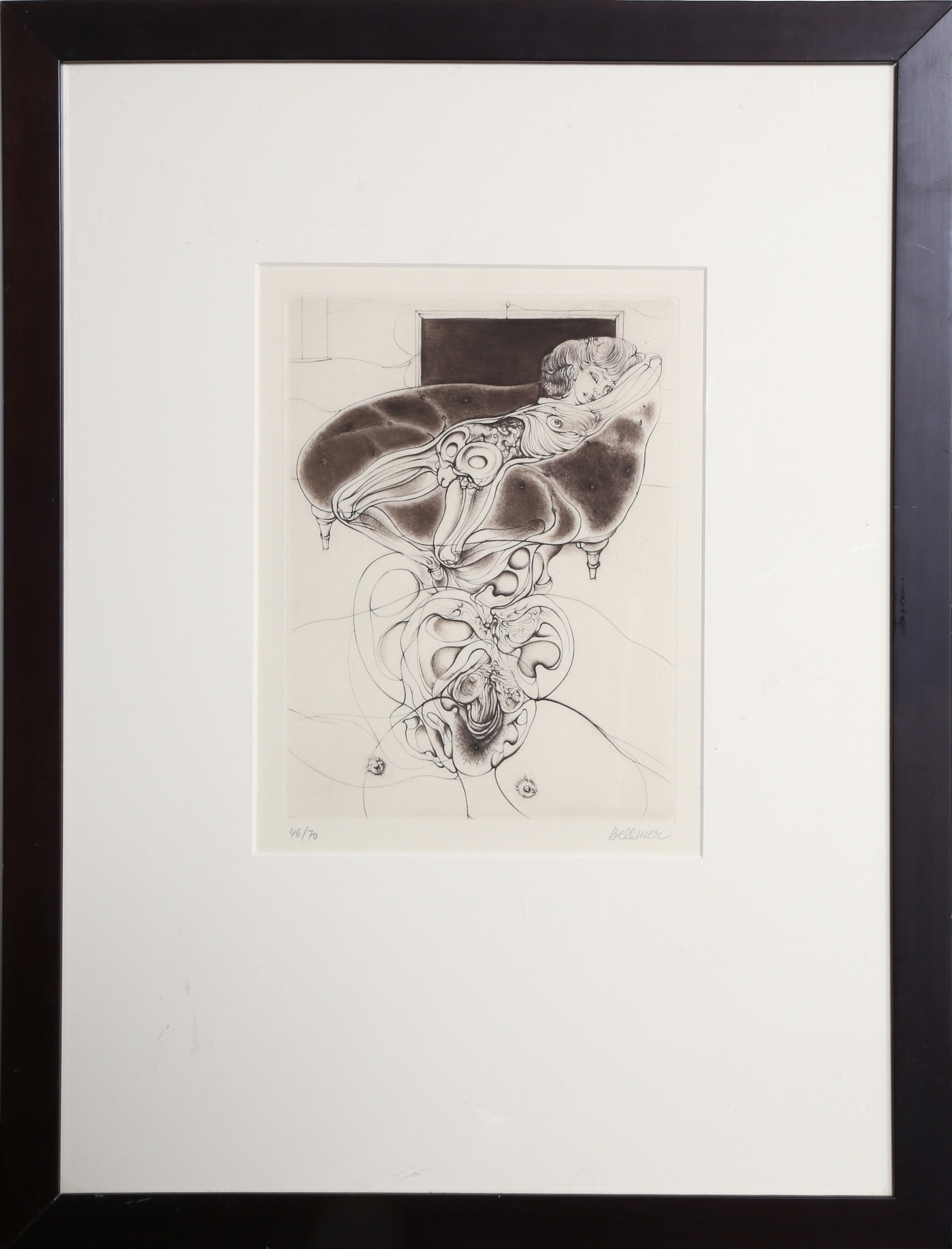 Hans Bellmer, La petite fille sur canape noir Hans Bellmer, La petite fille sur canape noir
