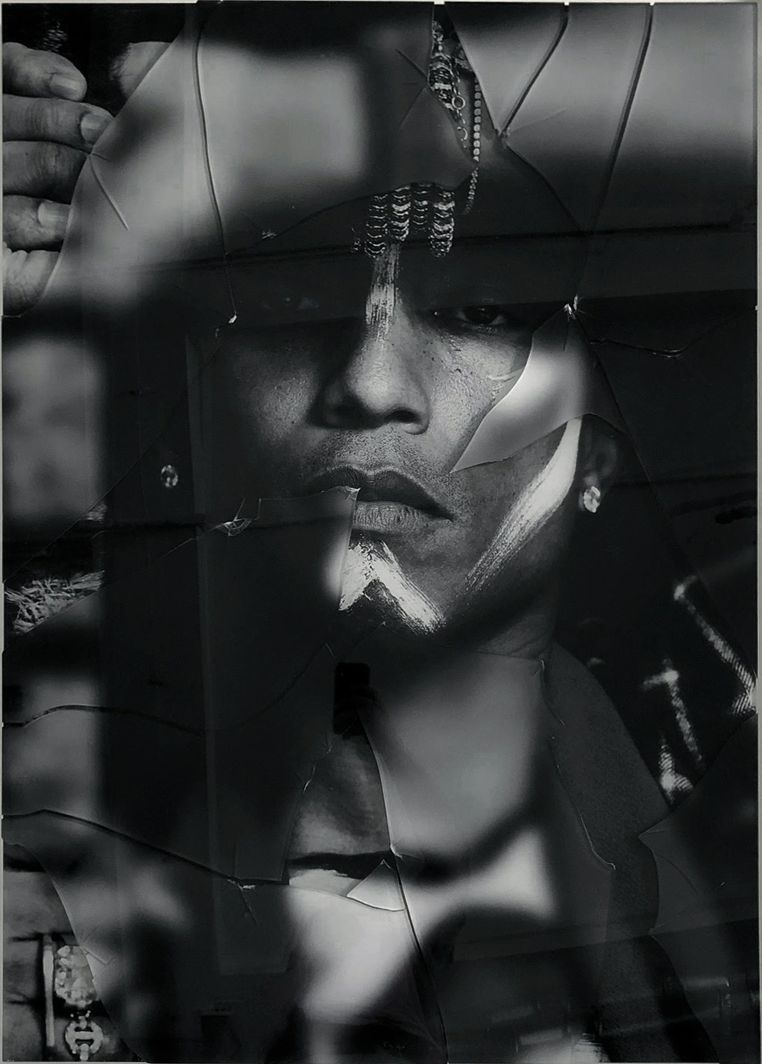 Hunter & Gatti, Pharrell Williams, Portrait 3. intervened by the artists Hunter & Gatti, Pharrell Williams, Portrait 3. intervened by the artists