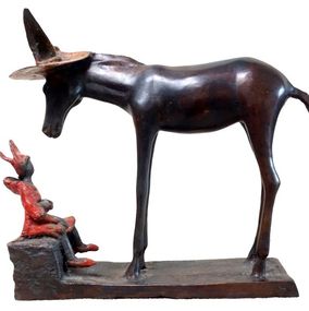 Sculpture, L'âne et l'enfant 2, Zacharie Kologo