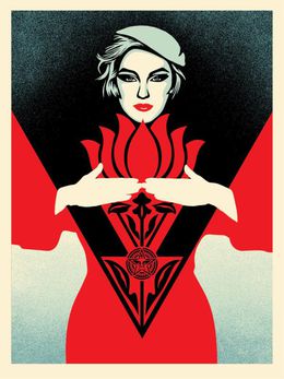 Print, Noir Flower Woman (Red), Shepard Fairey (Obey)