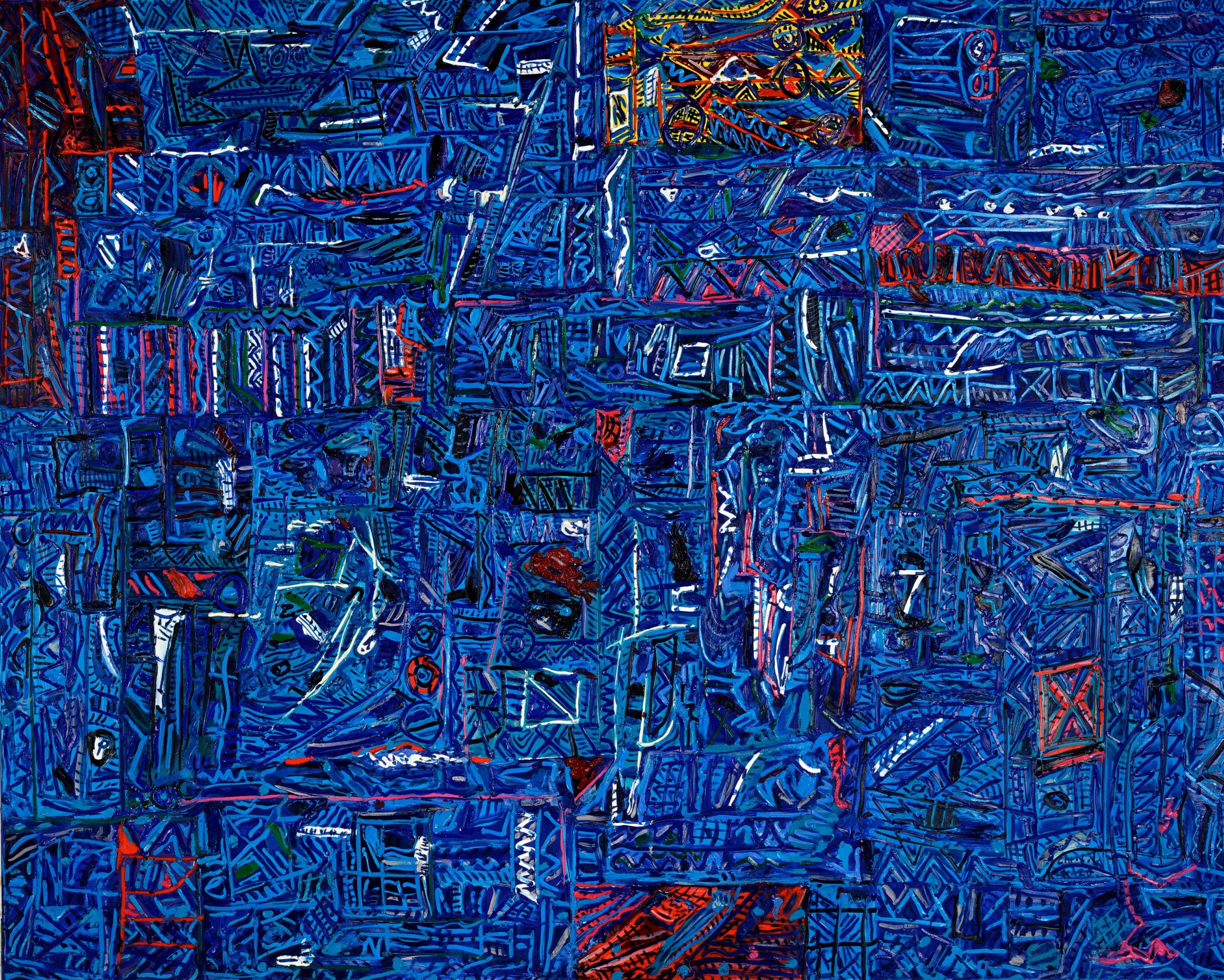 Karl-Karol Chrobok, Blue composition with characters Karl-Karol Chrobok, Blue composition with characters