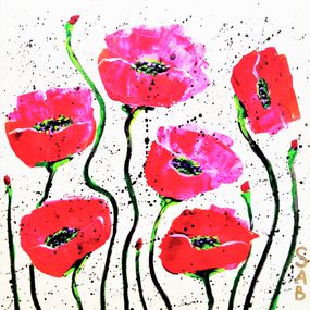 Painting, Coquelicots N°6 rose, SAB
