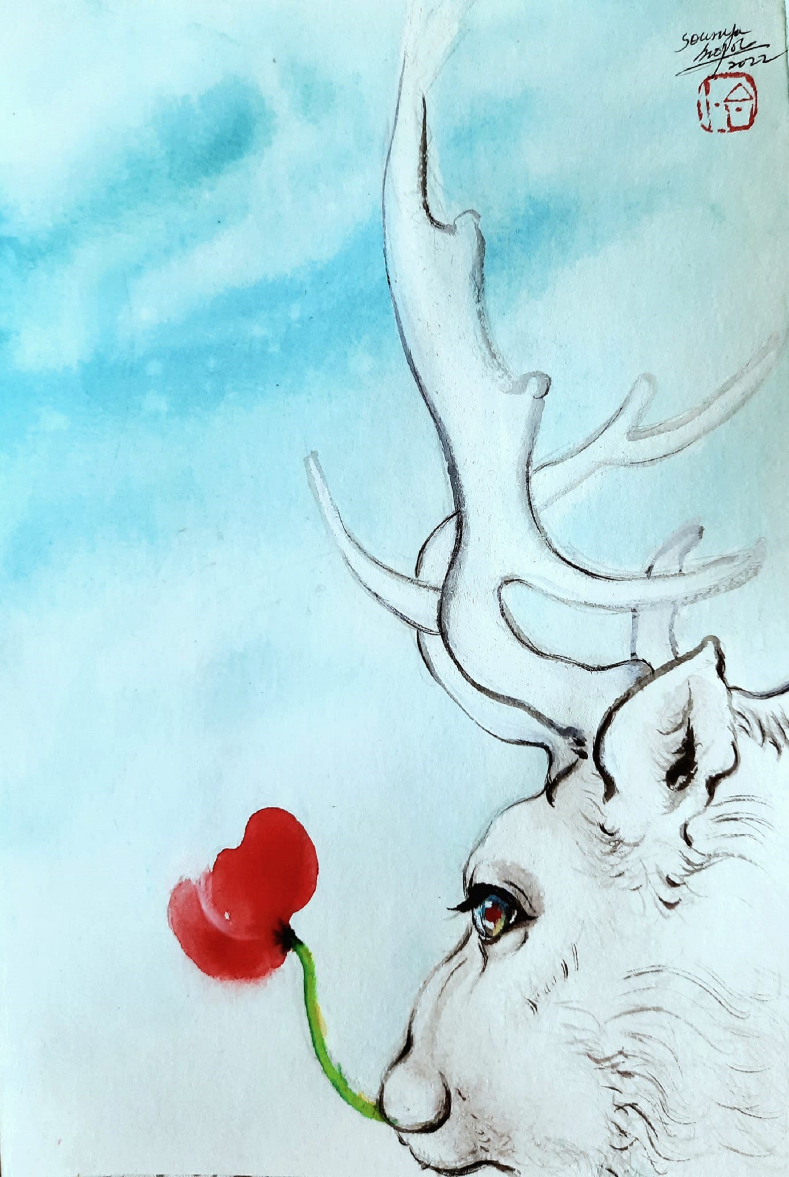 Sounya Whang, Nature Caribou Méditation fleur Sounya Whang, Nature Caribou Méditation fleur
