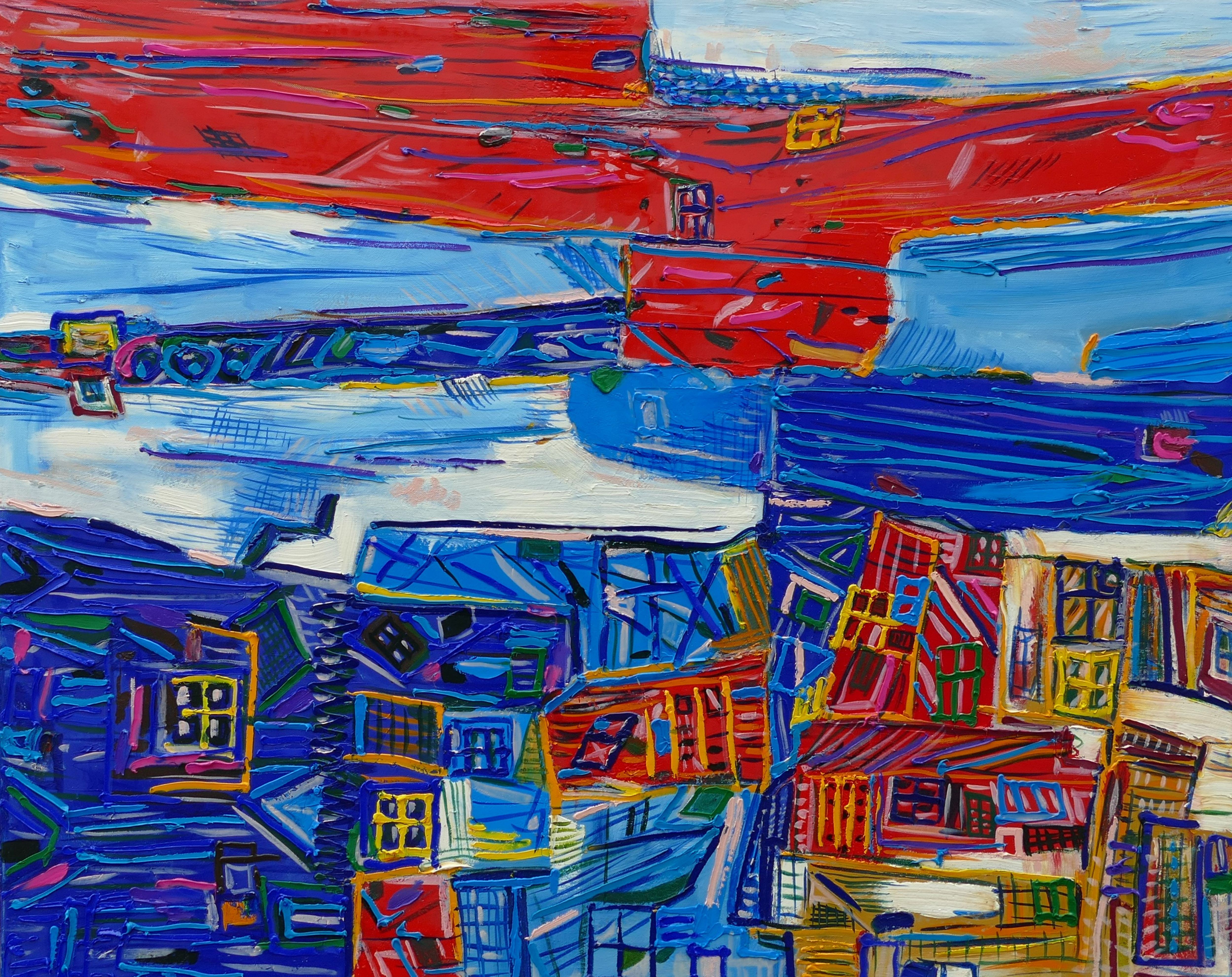 Karl-Karol Chrobok, Landscape with houses by the sea Karl-Karol Chrobok, Landscape with houses by the sea