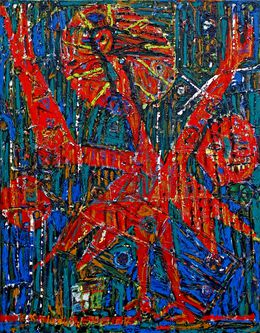 Painting, Rooster - the winner, Karl-Karol Chrobok