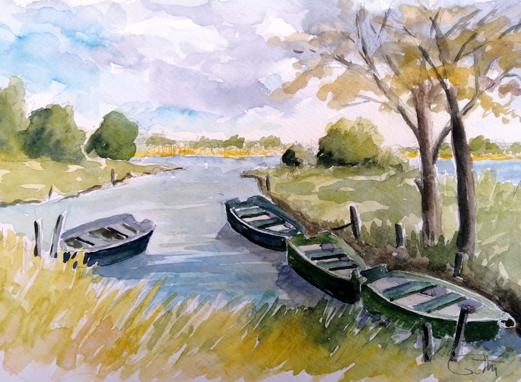Cathy Girard, Barques en Brière - série Paysage Cathy Girard, Barques en Brière - série Paysage