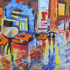 Painting, Rainy street, Anand Manchiraju