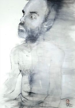 Painting, Portrait Homme pensant, Sounya Whang