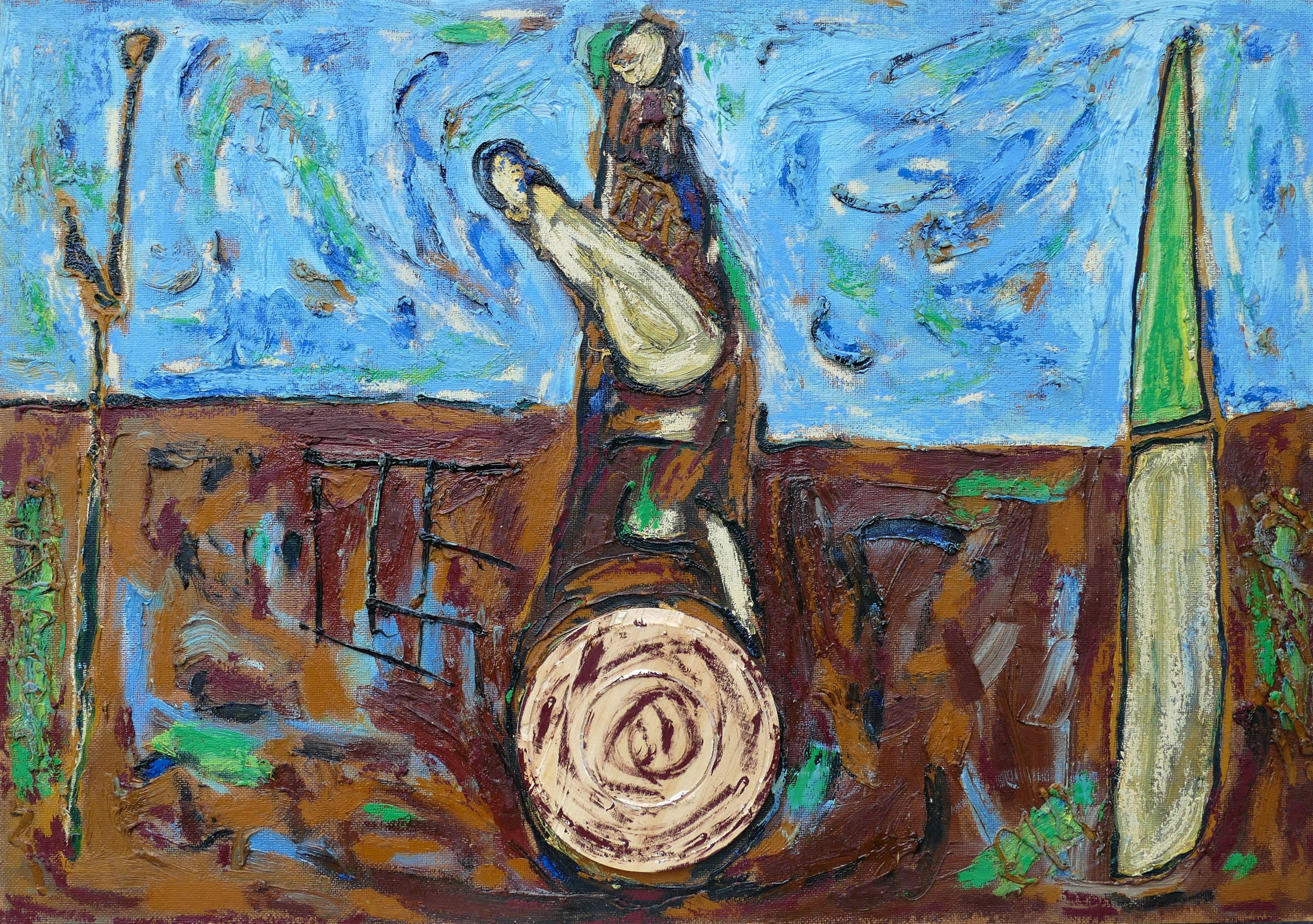 Karl-Karol Chrobok, A spring landscape with three figures - farewell Karl-Karol Chrobok, A spring landscape with three figures - farewell