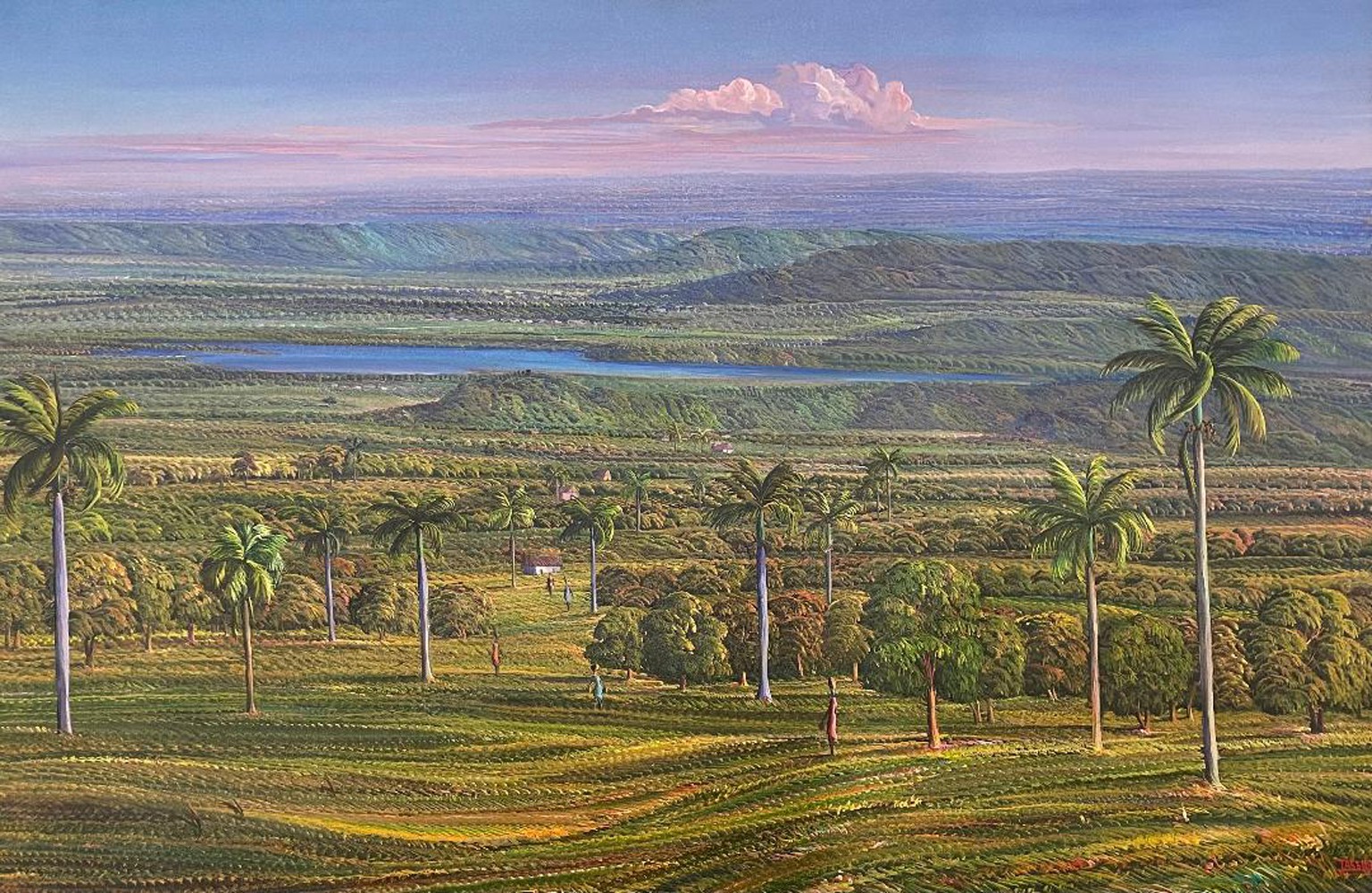 Jean Adrien Seide, Valley, Lake & Coconut Trees Jean Adrien Seide, Valley, Lake & Coconut Trees