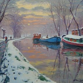 Gemälde, Hiver sur le canal du Midi, André Lac