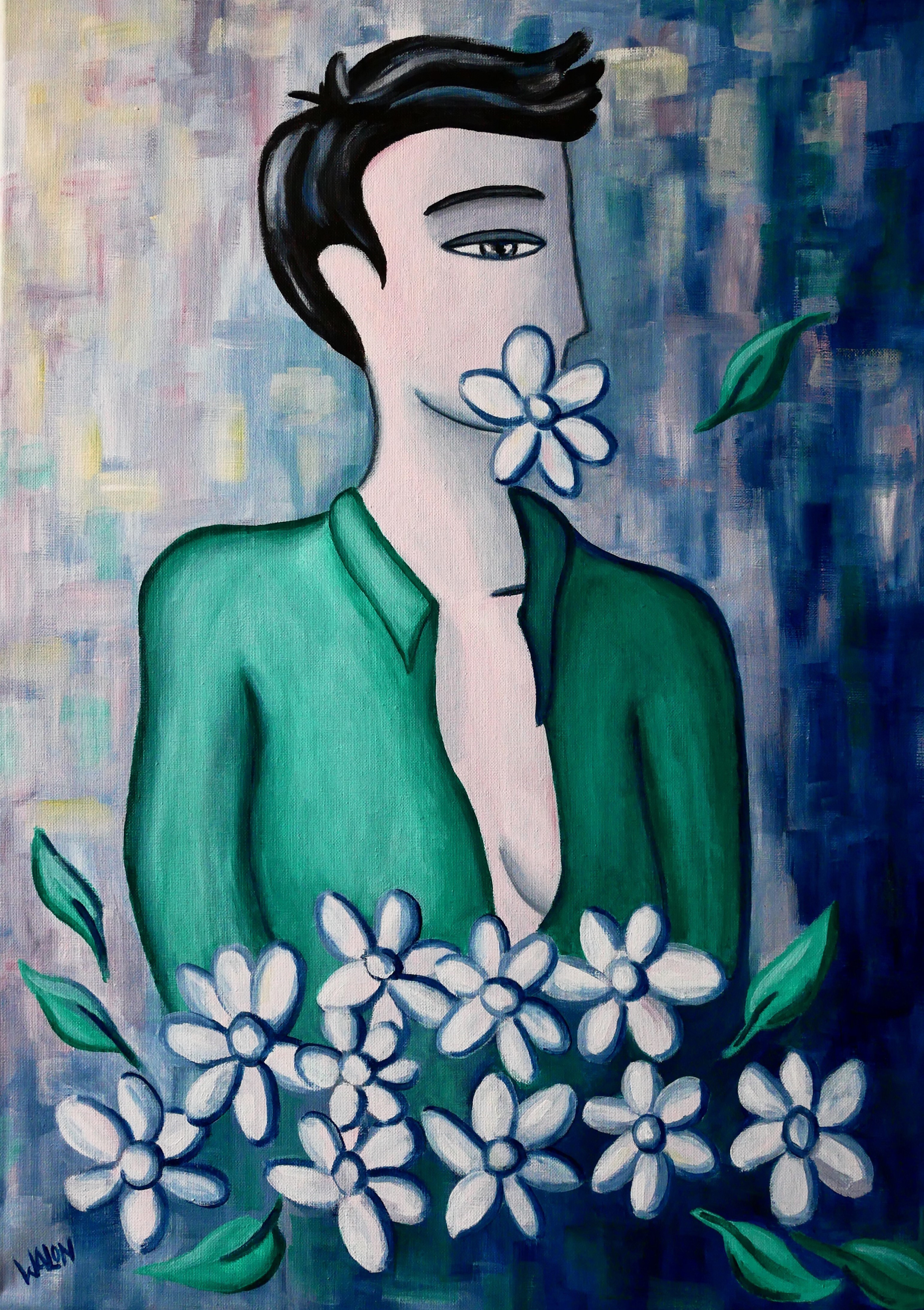 Marine Walon, Femme au bouquet de fleurs Marine Walon, Femme au bouquet de fleurs