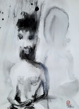 Painting, Portrait Méditant, Sounya Whang