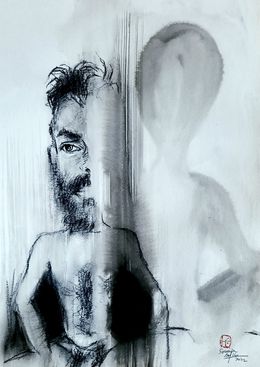 Painting, Portrait Méditant, Sounya Whang